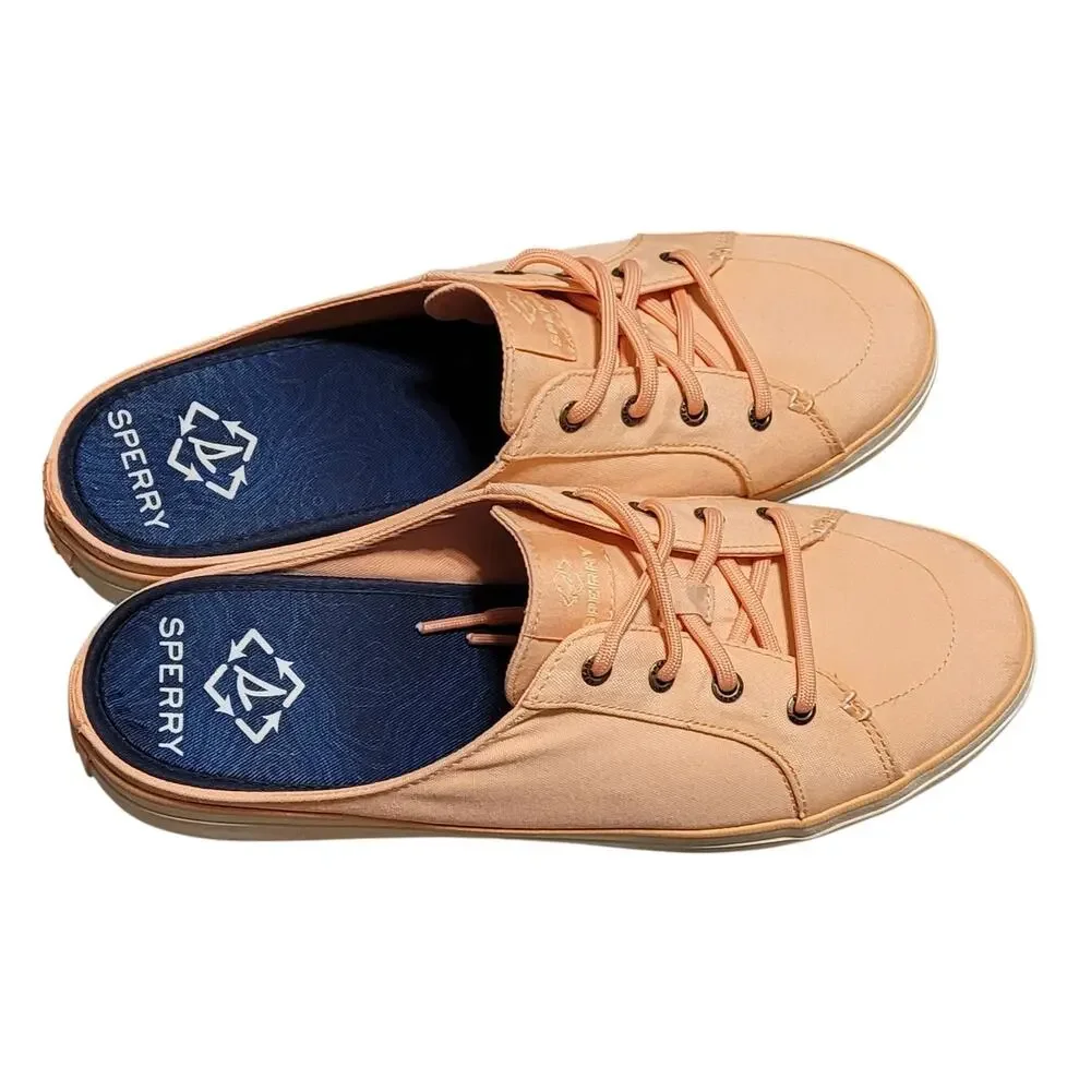 Sperry Women's Crest Vibe Seacycled Mule Sneakers  Pastel Peach Size 9.5 EUC